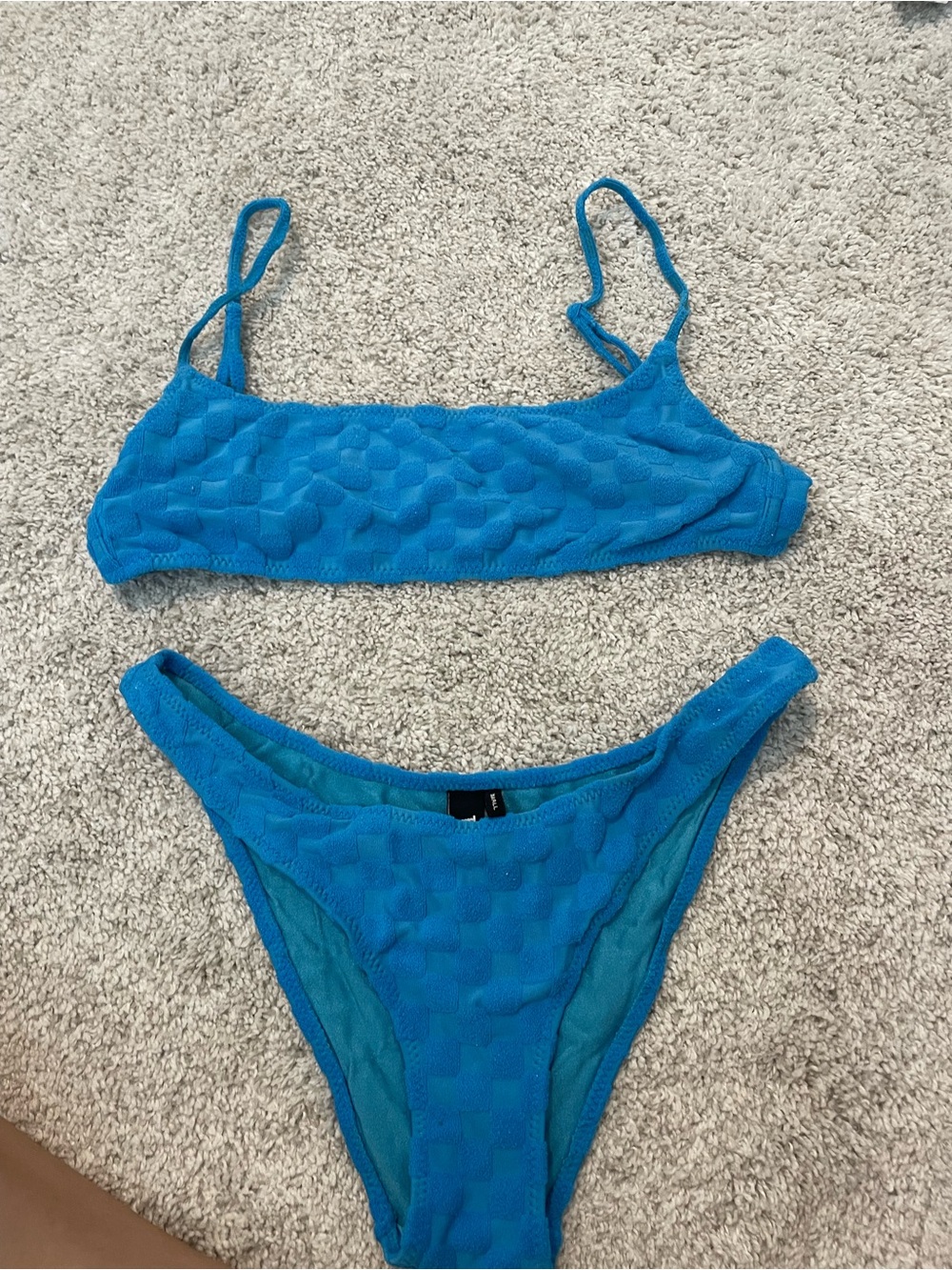 triangl swimwear Blue Checkered Bikini Set XS